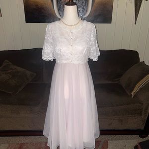 Laros • Vtg• 1950’s • Pink • Small • Peignore • Chiffon • Robe & Nightgown Set